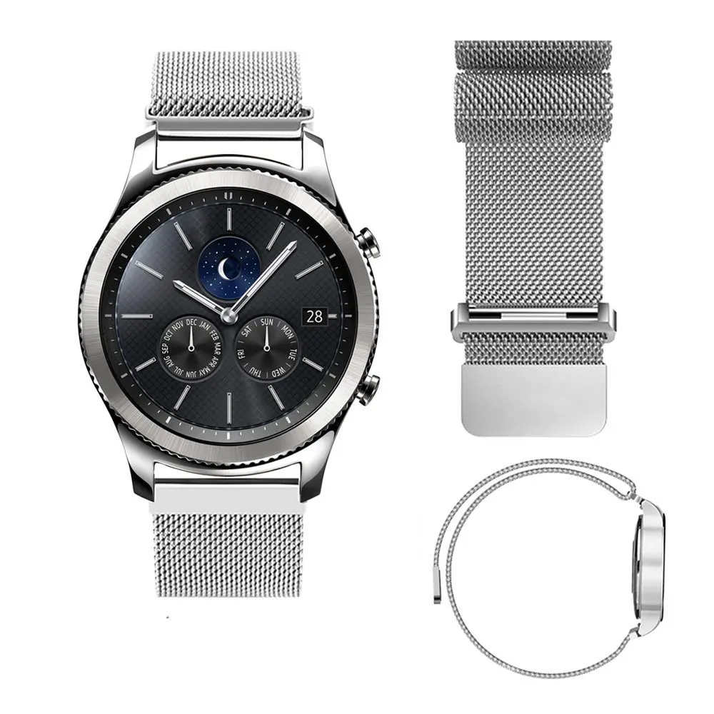 22 мм Магнитная Петля для samsung gear S3 Classic S3 Frontier часы ремешок браслет ремешок из нержавеющей стали черный серебристый