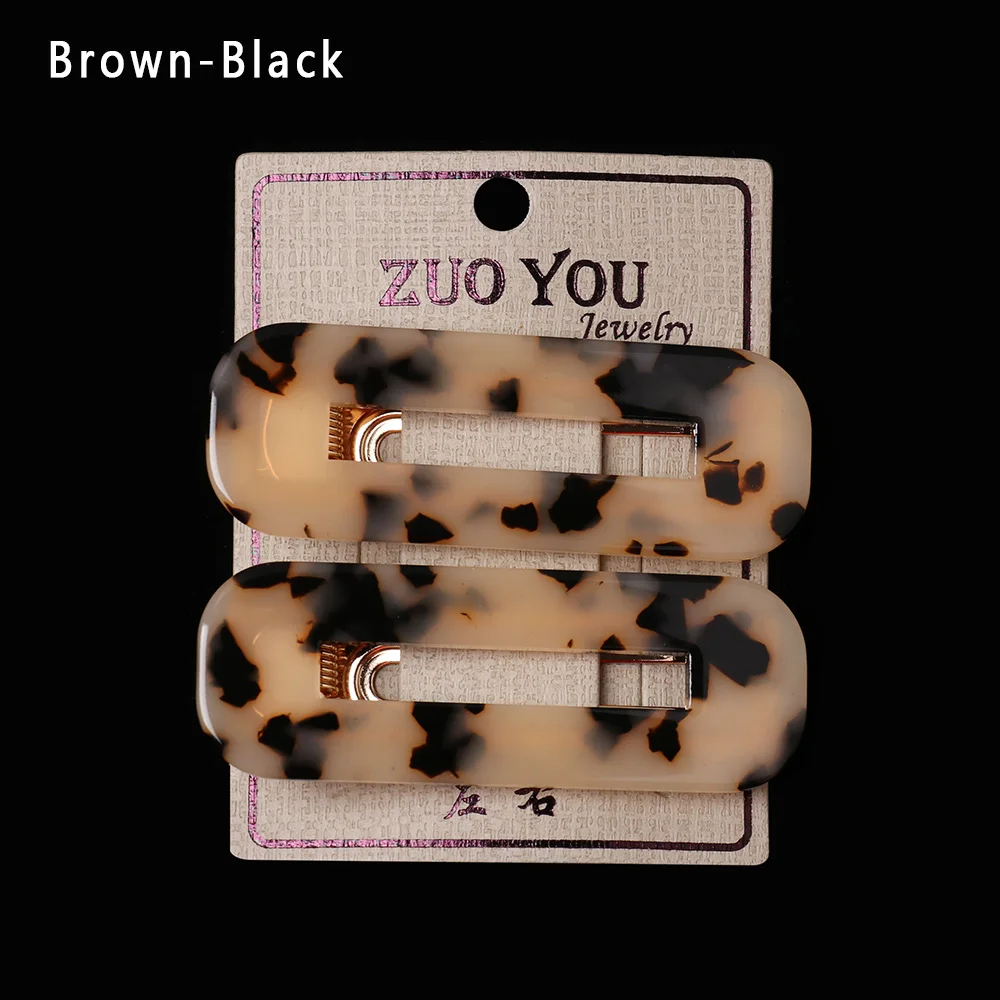 brown and black 2 шт., японские женские заколки для волос с уксусной кислотой, заколки для волос с леопардовым принтом, заколки-капельки для девочек, заколки для волос, аксессуары для волос - Цвет: brown and black