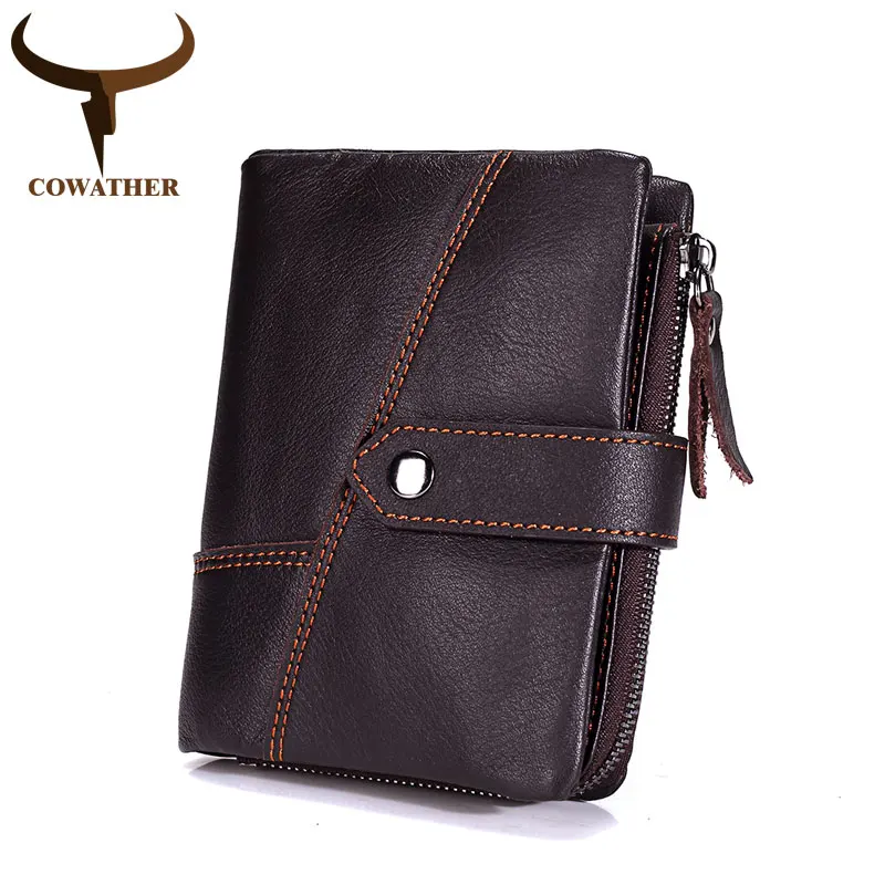 COWATHER первый слой коровья кожа мужские кошельки натуральная мужской кошелек