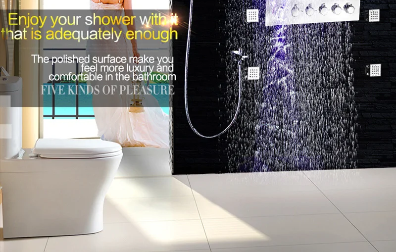 Смесители для душа в ванной Потолочный водопад Душевая лейка Big Rain LED Набор для душа Термостатический душ для душа