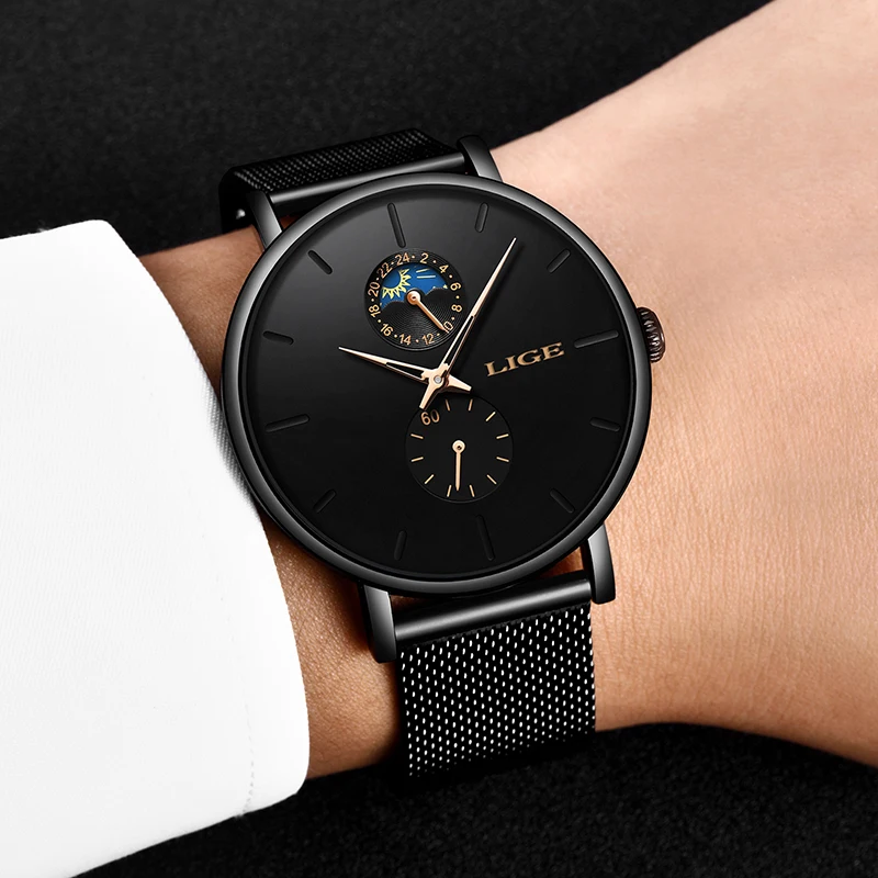 LIGE Fashion Casual Mens Watches Waterproof Analogue Sports Fashion Casual Mens Watches Waterproof Analogue Sports Wristwatches