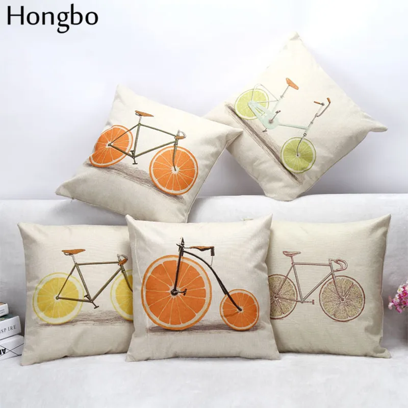 Хунбо 1 шт. хлопок лен наволочки прохладно летом фрукты велосипед Show декоративные