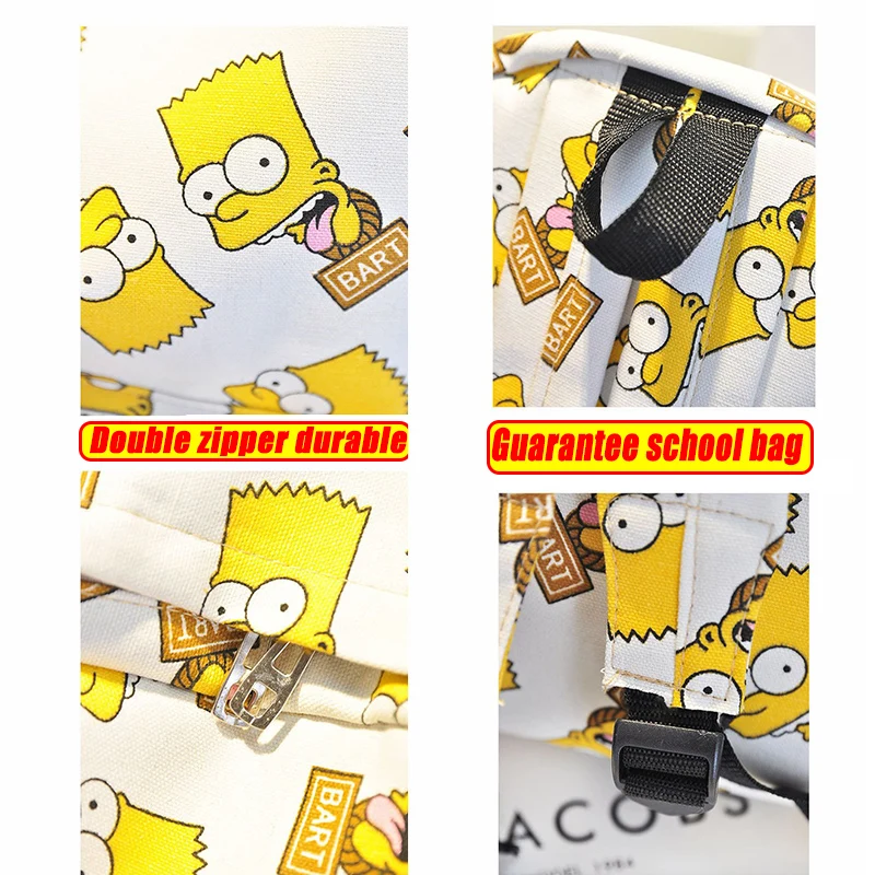 Школьный рюкзак для девочек подростков Симпсоны корейский из парусины женщин