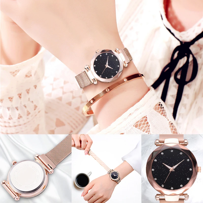 

2020 Luxury Women Watches Fashion Ladies Watches Starry Sky Magnetic Mesh Band Quartz Watch Womens Watches relogio feminino
