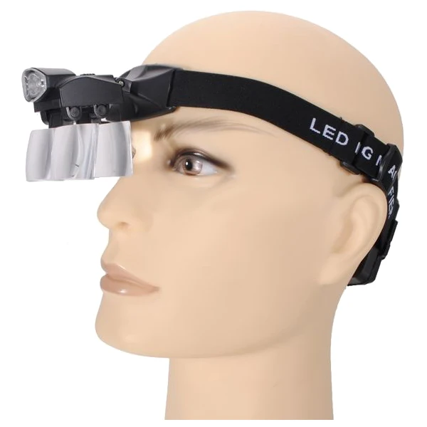 5 линз Светодиодная лампа с петлей головная повязка Лупа увеличительное стекло