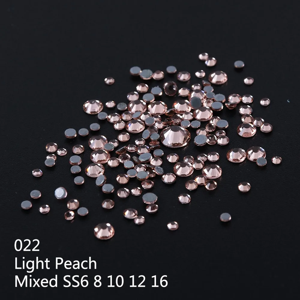 022 1Box DIY Flatback 3D Nail Art Crystal Glitter Rhinestones Nail Art Decoration Diamond White AB Manicure Mixed SS6-16 Size LA995 - Цвет: 022