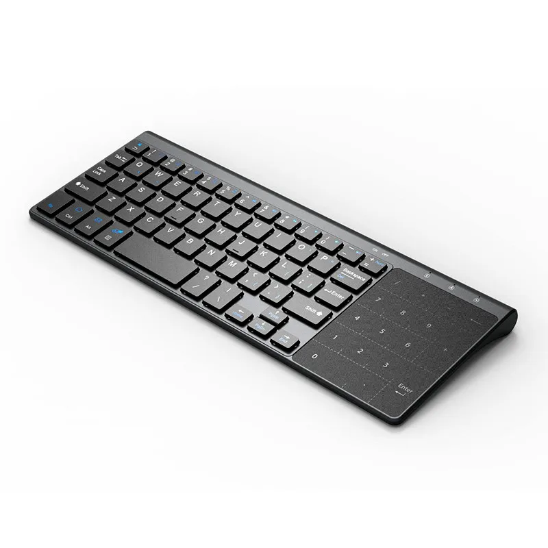 Серый Беспроводная мини-клавиатура 2,4G с нумпадом и тачпадом для Windows PC, 59 клавиш, Беспроводная мини-клавиатура для компьютера и ноутбука - Цвет: Серый