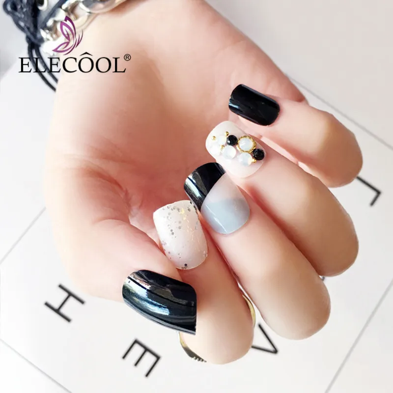 ELECOOL 24 шт. японский белка Камень Короткие искусственный мех клей для ногтей на