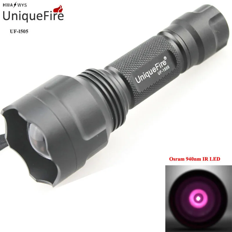 UQ 1505 940nm Инфракрасный красный масштабируемый ИК фонарик + 1x18650 1xCharger|flashlight