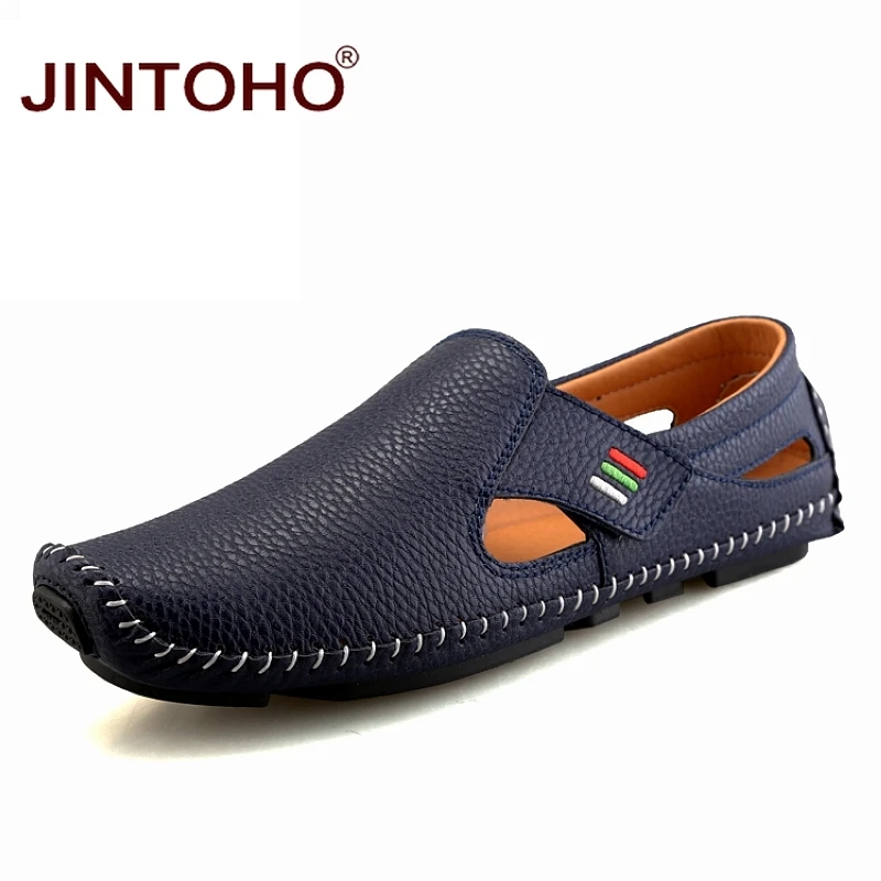 blue Лето jintoho/мужская повседневная обувь; дышащая мужская обувь; модная мужская обувь для взрослых; брендовая мужская обувь из натуральной кожи; повседневные мужские лоферы - Цвет: blue
