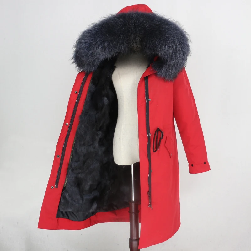 OFTBUY X-long водонепроницаемая верхняя одежда, парка из натурального меха, пальто из натурального Лисьего меха, зимняя куртка для женщин, капюшон из меха енота, теплая Съемная Новинка