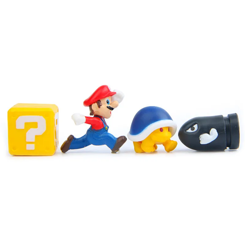 8 шт./компл. классический Super Mario Bro пуля Гриб черепаха стены Аниме Фигурки игрушки для малышей и детей постарше милое DIY куклы игрушки подарки