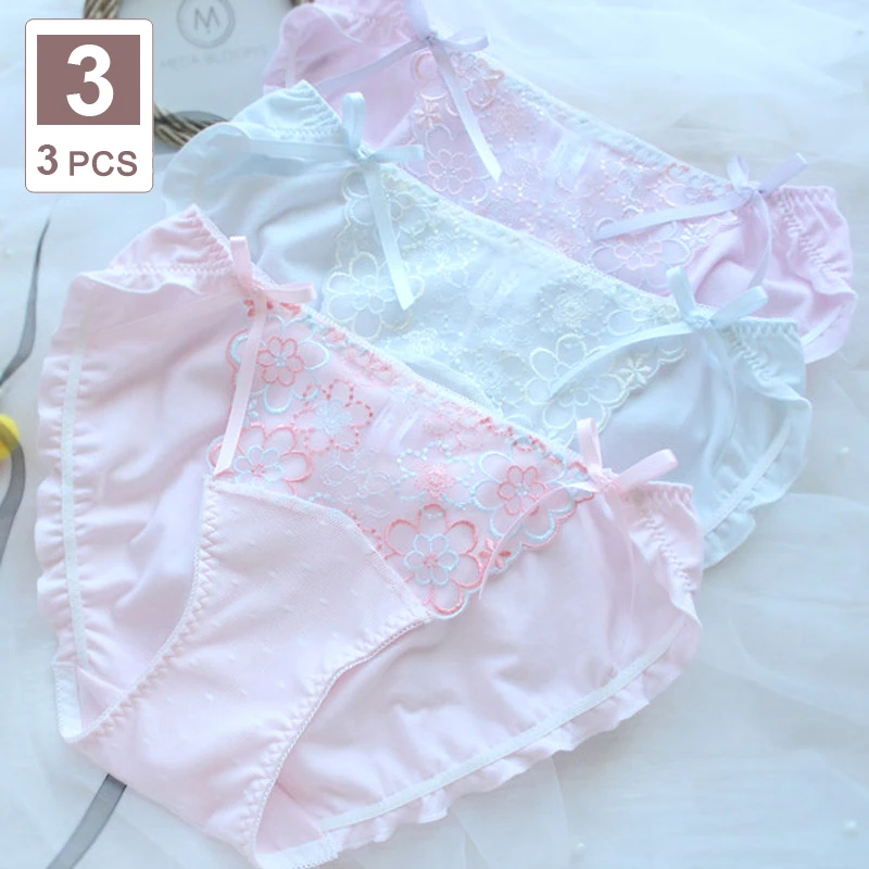 

Kawaii Panties of Large Size Underwear Women Sexy Bow Mesh Cute Women's Cotton Briefs Plus Size Panties Female