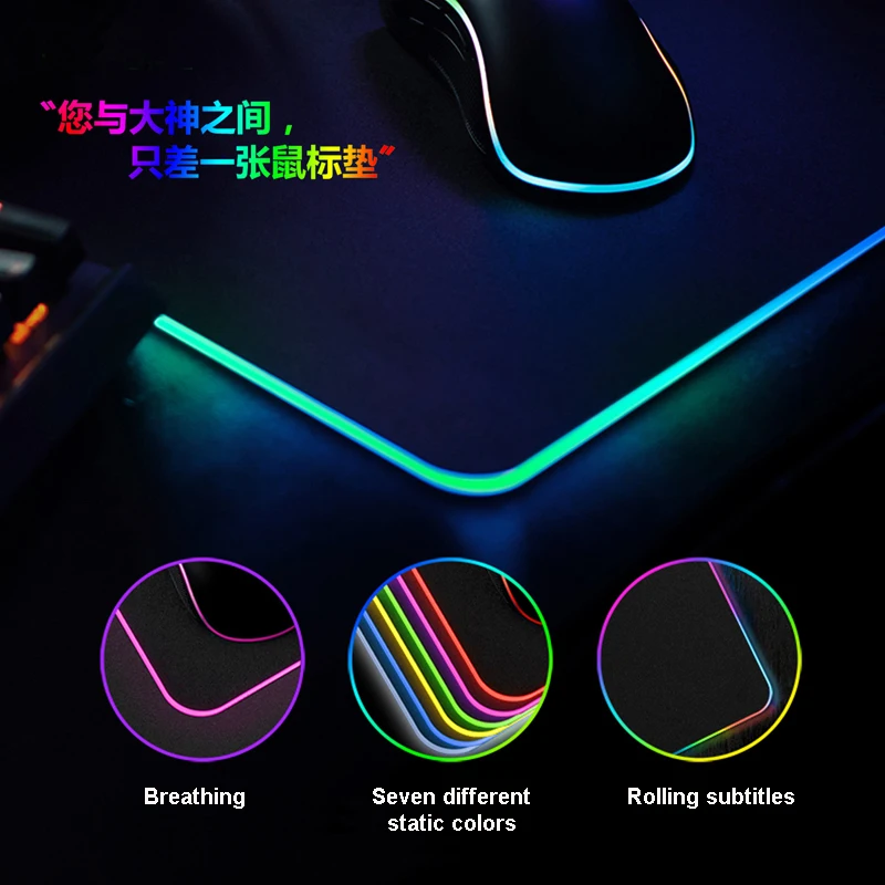 RGB игровой коврик для мыши резиновый коврик RGB красочный светодиодный Коврик Для Мыши для ПК компьютера 3D24