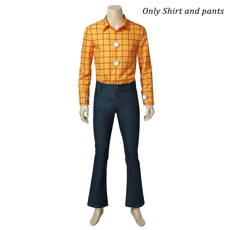 shirt and pants История игрушек; костюм Вуди для косплея; костюм ковбоя; шляпа; карнавальный наряд для взрослых и мужчин; вечерние ботинки супергероя на Хэллоуин - Цвет: shirt and pants