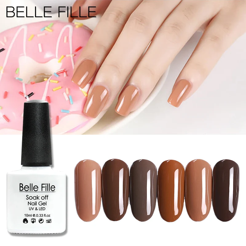 Belle Fille 10 мл УФ гель для ногтей телесный карамельный цвет Полупостоянный Гель лак