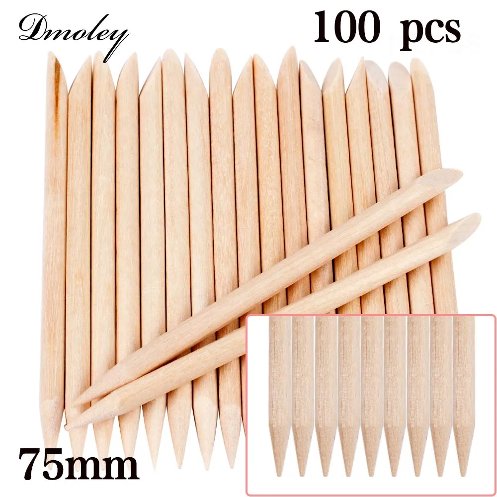 100pcs 100 шт/упаковка, толкатель для кутикулы, для ногтей, для удаления кутикулы, оранжевые палочки для маникюра, инструменты для ногтей, для педикюра, деревянная палочка для ухода за кутикулой - Цвет: 100pcs