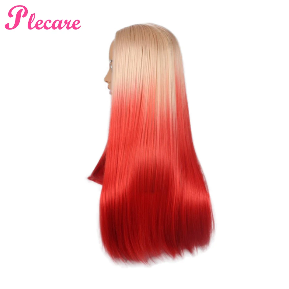 Plecare 24inch Ombre 3 Color Blonde Wig For Black Women Long Straight Synthetic Heat Resistant Fiber Pruiken Cosplay Wigs | Шиньоны и