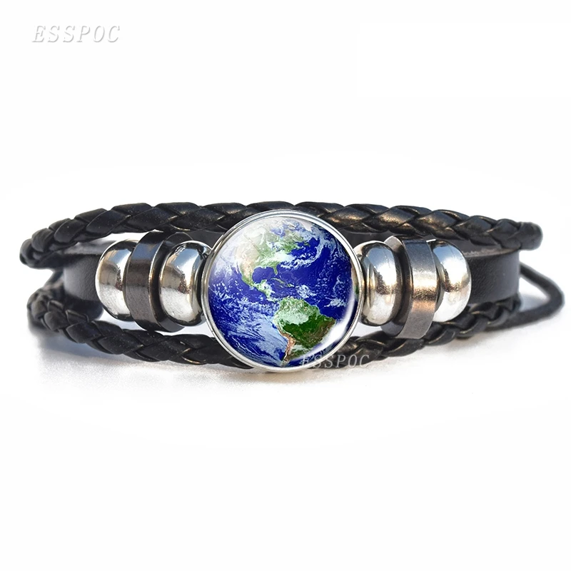 Мужской женский модный браслет с солнечной системой Galaxy Planet Space, кожаный браслет, украшения Вселенная, подарок на день рождения