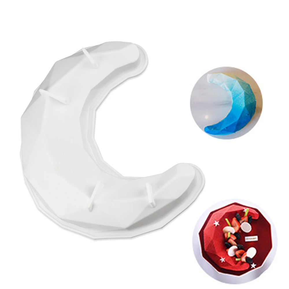 

3D Diamond moon shape Mousse Cake Silicone Mold For Dessert Eid Mubarak Ramadan baking cake mold