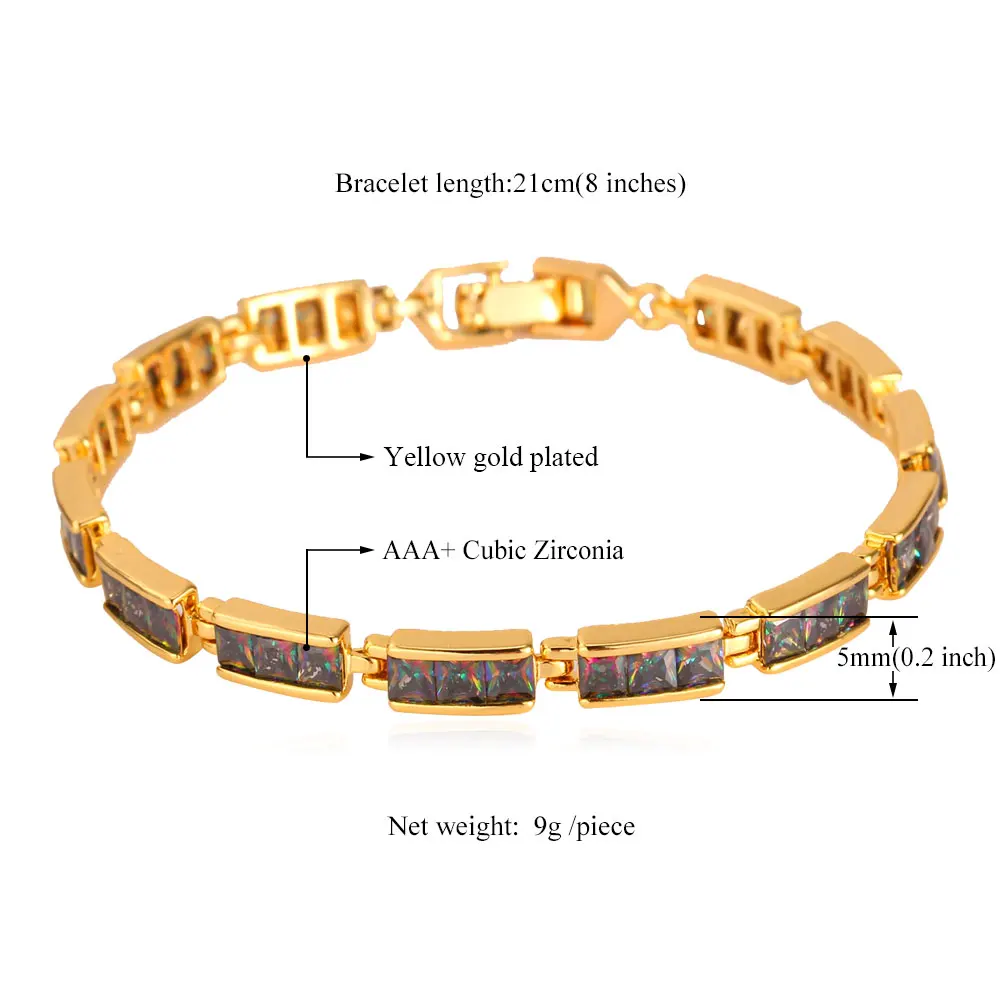 

Kpop Chain Bracelets Woman Luxury Crystal Jewelry Cubic Zirconia yellow Gold/Silver Color New Trendy women Charms Bracelet H110