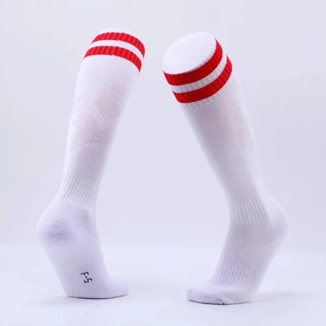white with red Спортивные дышащие носки для бега и велоспорта футбольные гетры мужские, детские, женские, баскетбольные утепленные носки medias de futbol - Цвет: white with red