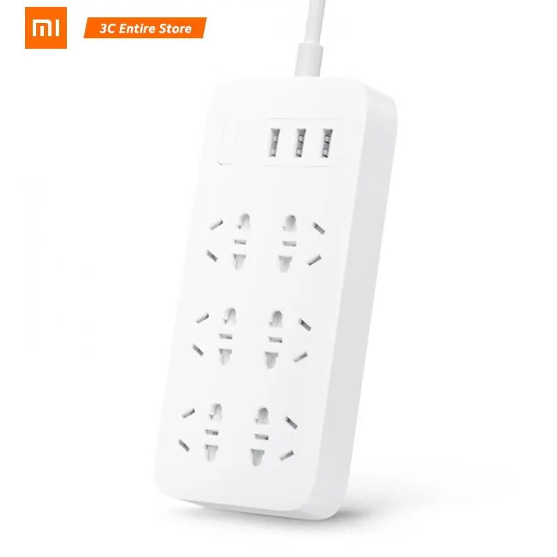 Xiao mi jia блок питания Базовая версия 6 розеток С 3 5 в 2.1A Быстрая зарядка usb порты белый mi разъем сплошной цвет