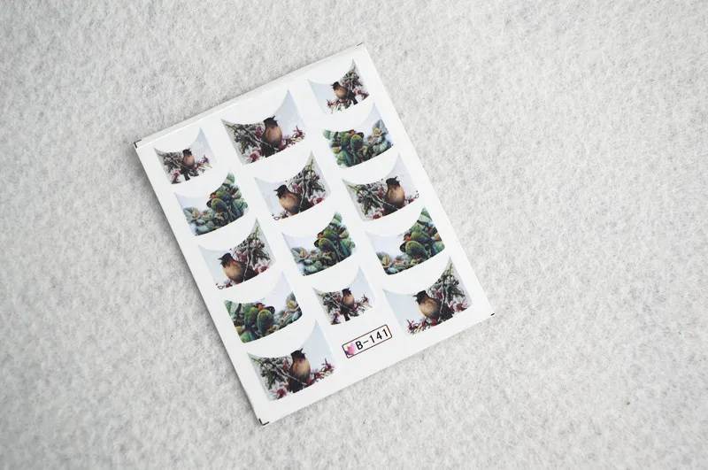 33Sheets/Lot Mixed French Arch Square Flower Peafowl Water Nail Art Sticker Decal Colorful DIY Decoration JINJ003|nail art stickers decals|sticker