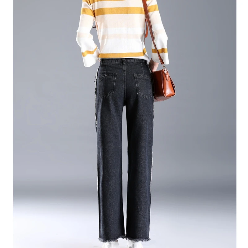 Новинка 2017 осенне-зимние женские широкие брюки джинсы модные популярные грубые