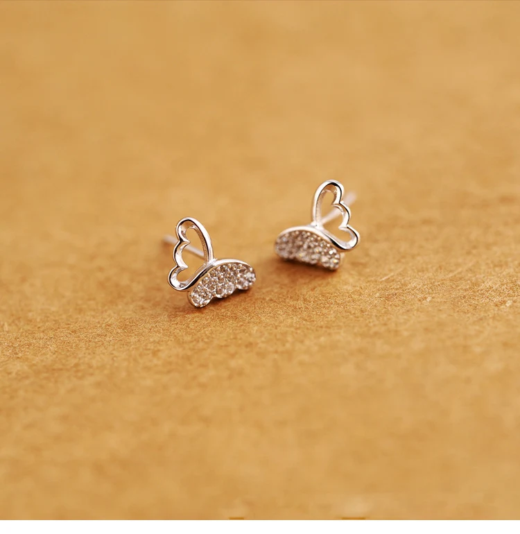 925 серьги sterlingSV Корейская Хрустальная Бабочка Изысканные милые темпераментные