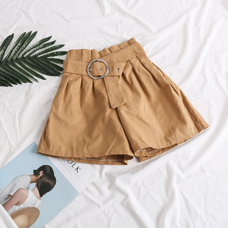 Fall &amp Winter Ladies High Waist Fashion Ring Loose Shorts Women Wide Leg Casual with Belt | Женская одежда