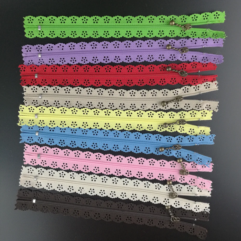 10Pcs DIY Nylon Coil Lace Zipper Zippers + Puller for Tailor Sewer Craft Bag Women's Fashion 20cm Apparel Sewing Fabric Zippers