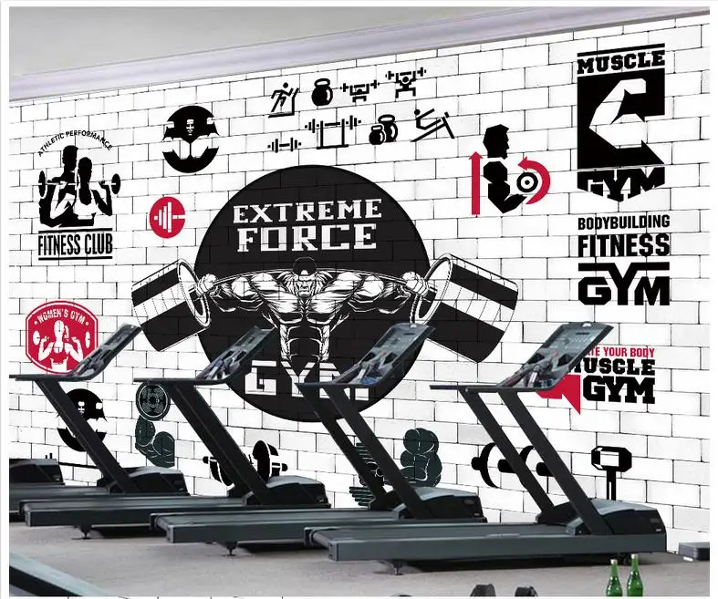 3d murals wallpaper for walls 3 d Gym mural custom Background wall brick fitness club paper home decoration | Обустройство дома