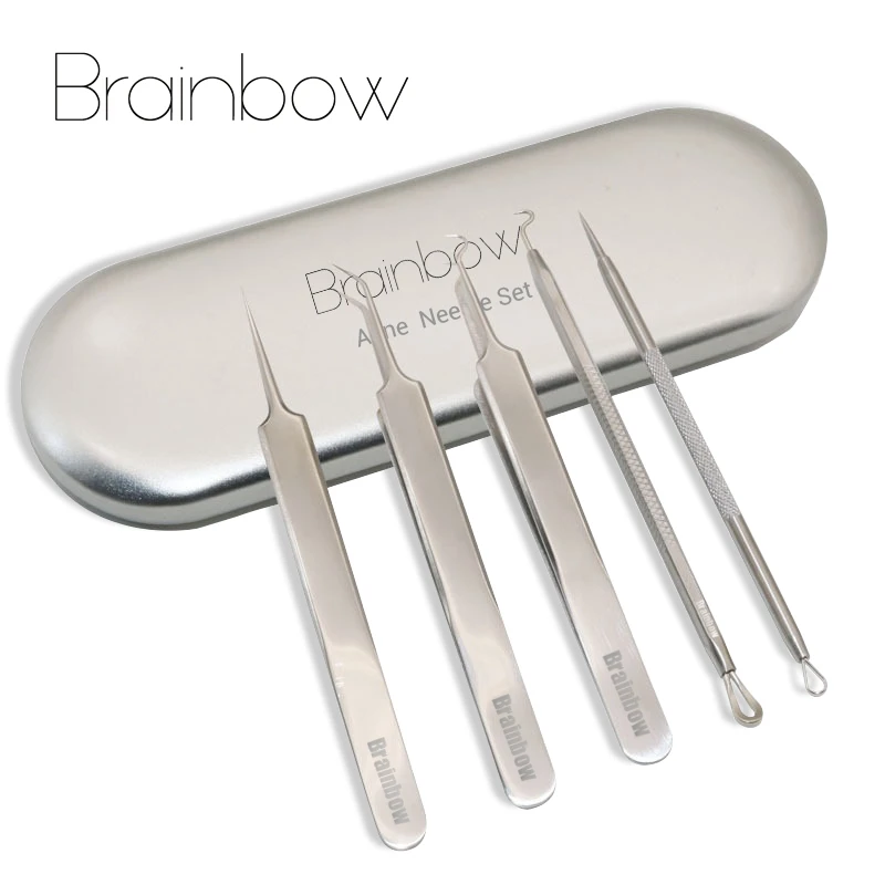 Brainbow 5 шт./кор. Лучший Черноголовых Extractor Набор Инструментов Нержавеющая Акне Иглы
