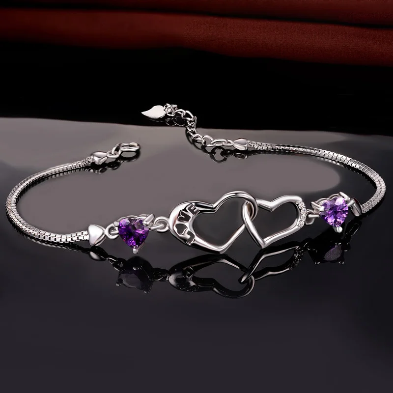 Классический браслет в форме сердца из стерлингового серебра 925 пробы Модные