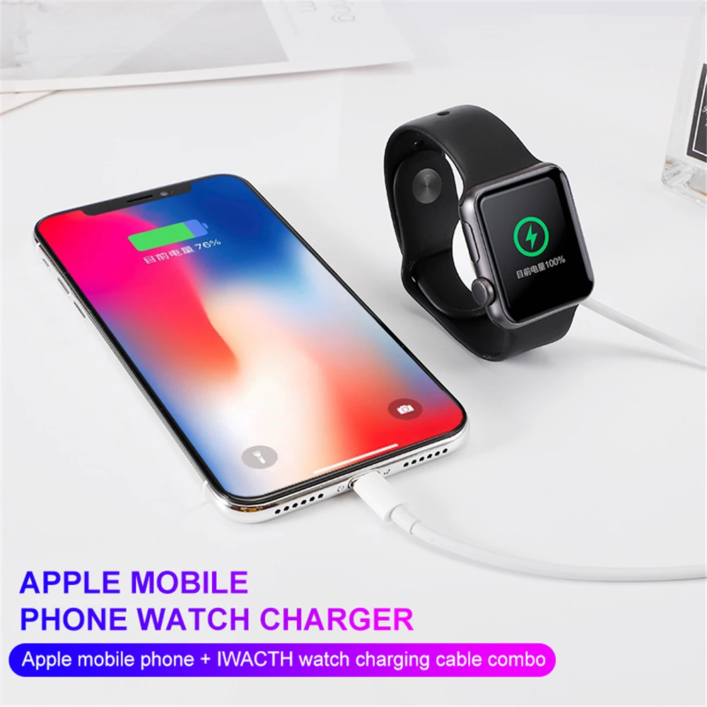 HUASHINE 2 в 1 магнитное Быстрое беспроводное зарядное устройство для Apple Watch 3 4