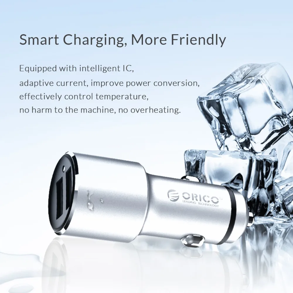 Автомобильное зарядное устройство ORICO 5V 12W Mini Dual USB для быстрой зарядки iPhone Huawei Xiaomi