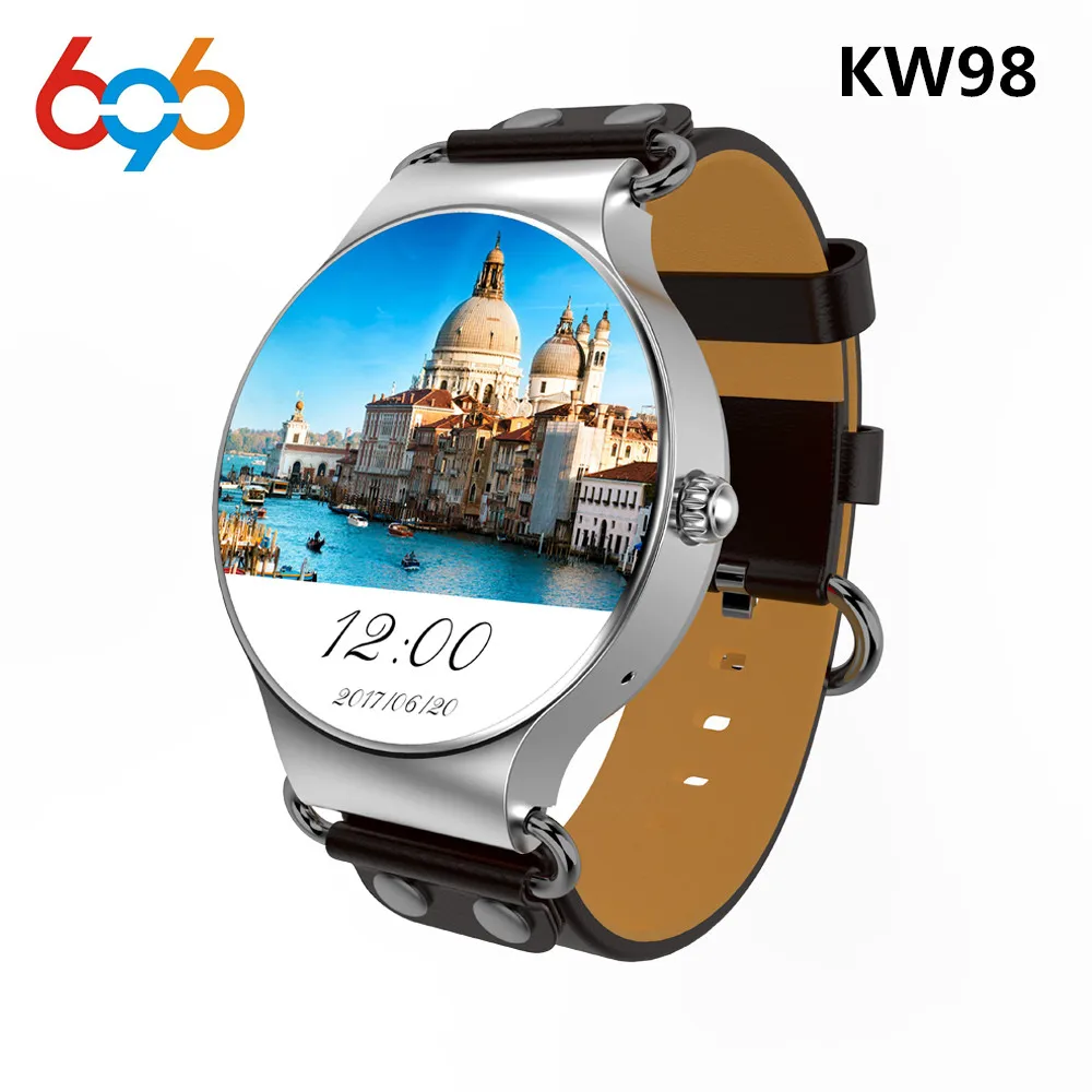 696 KW98 Смарт часы Android 5 1 8 ГБ/512 Мб Wifi GPS Bluetooth умные монитор сердечного ритма MTK6580 для