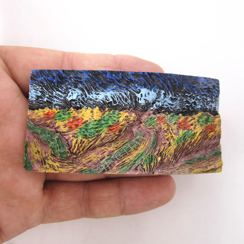 Van Gogh Hand Painted 3D Resin Fridge Magnet Sticker Netherlands Japan Countries City Cute Tourism Souvenir Home Decor Craft Gif