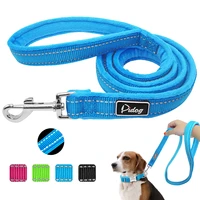 reflective dog leash nylon warm padded pet walking lead rope pitbull bulldog dogs outdoor leashes belt night safety with handle