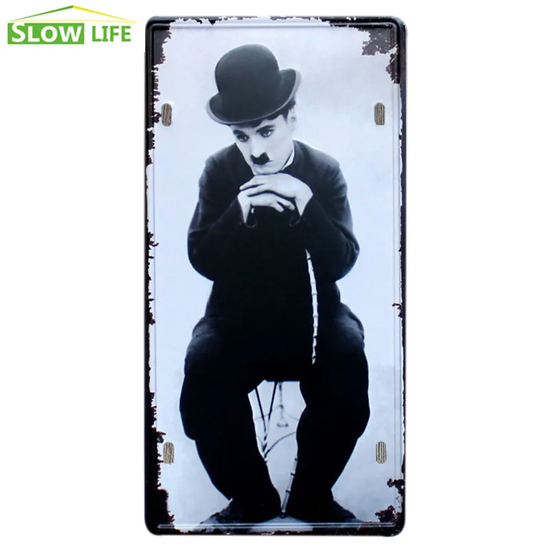 Подавленный Chaplin Автомобильный Номерной Знак Винтажный домашний декор Жестяная