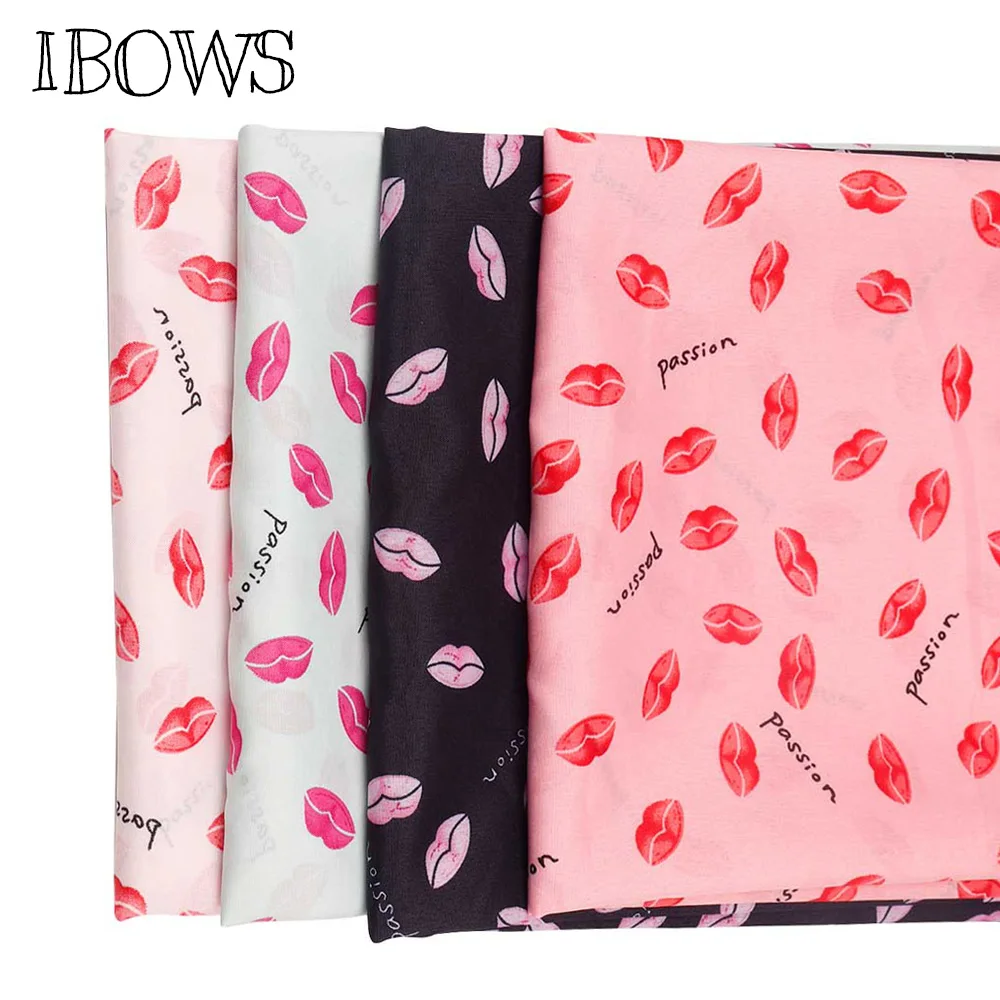 

50*150cm Polyester Fabric Valentine's Day Lips Cloth Fabric DIY Dress Clothes Shawl Soft Home Textile Curtain Materials
