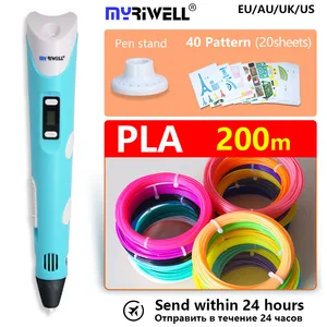 Оригинальная 3d-ручка myriwell RP100B с АБСпла-нитью, детская ручка для самостоятельной Печати, рождественский подарок, лучший подарок на день рождения, подставка, паттерн