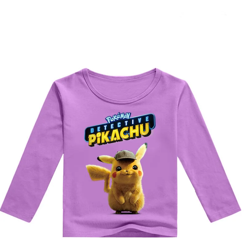 Z& Y/От 2 до 16 лет футболка Pokemon Detective Pikachu футболки для детей модные футболки для мальчиков топ с длинными рукавами для маленьких девочек
