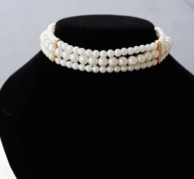 ddh001653 Elegant Gold Pearl Beads Crystal Chain Choker Bib Necklace (B0409) | Украшения и аксессуары