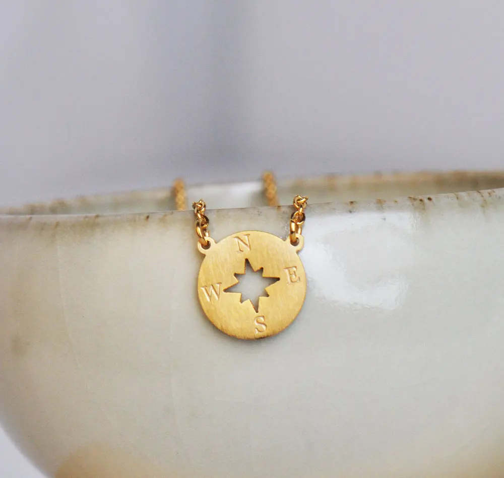 Изящное ожерелье с компасом для женщин ювелирное изделие из нержавеющей стали
