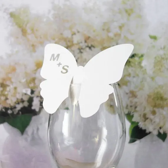 Персонализированные Свадебные эскорт-карты с изображением бабочки инициалов