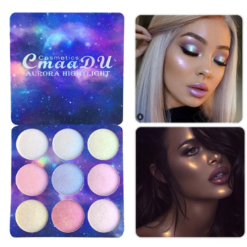 Палитра теней для век 9 цветов мерцающие пигментированные водостойкие тени с