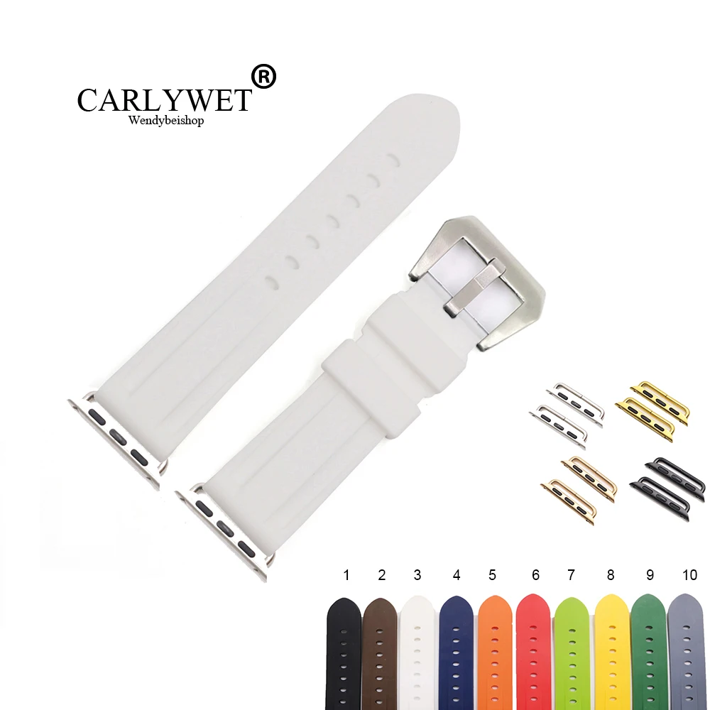 CARLYWET мода 38 40 42 44 мм Чистый белый красный силиконовый резиновый сменный ремешок