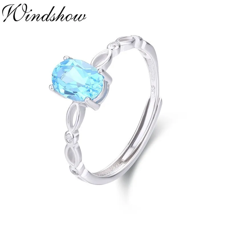 Женское Обручальное кольцо с камнем Aneis Anelli овальное натуральным голубым топазом